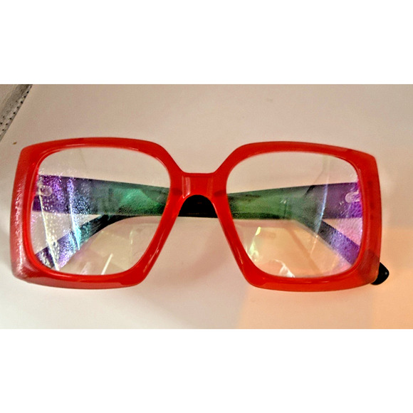 Unbranded Oversized Eyeglass‎ Frames 53-19-143 Red Clear Large Retro Frames Only - Picture 9 of 13